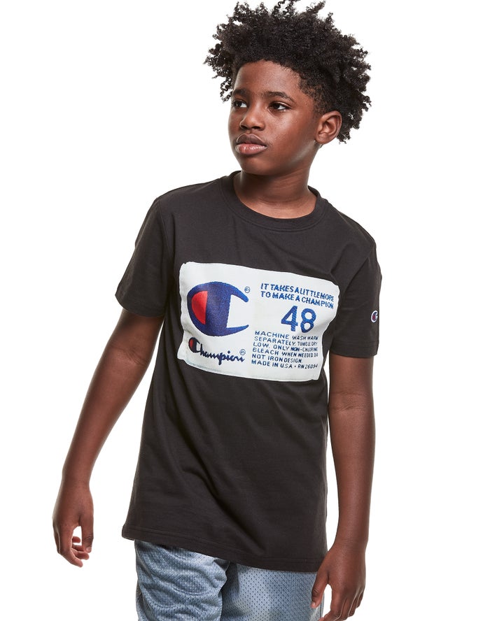 Camiseta Champion Niño - Cotton Photo-real Jock Tag ( Negras ) 0542813-JB